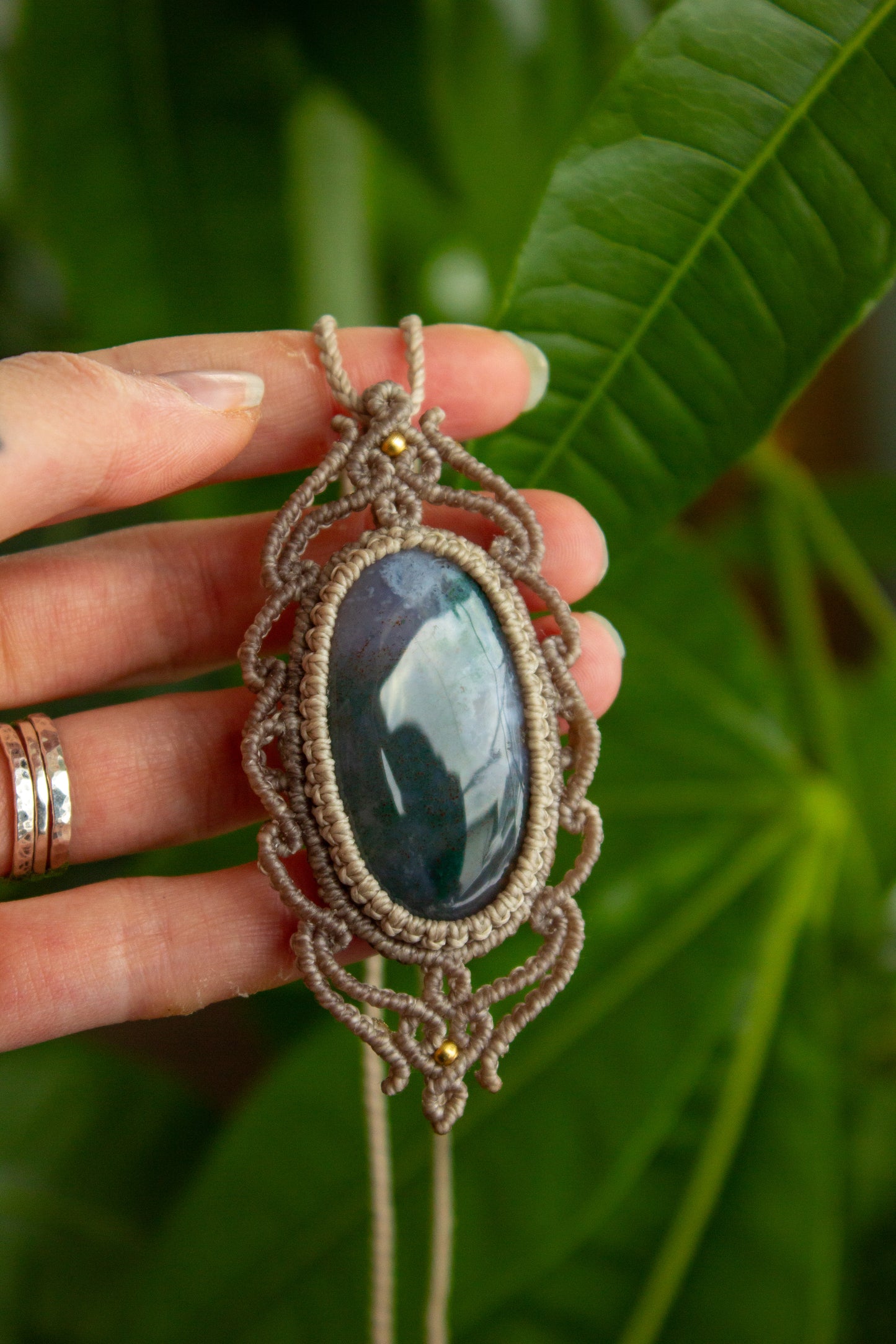 Moss Agate • macrame necklace