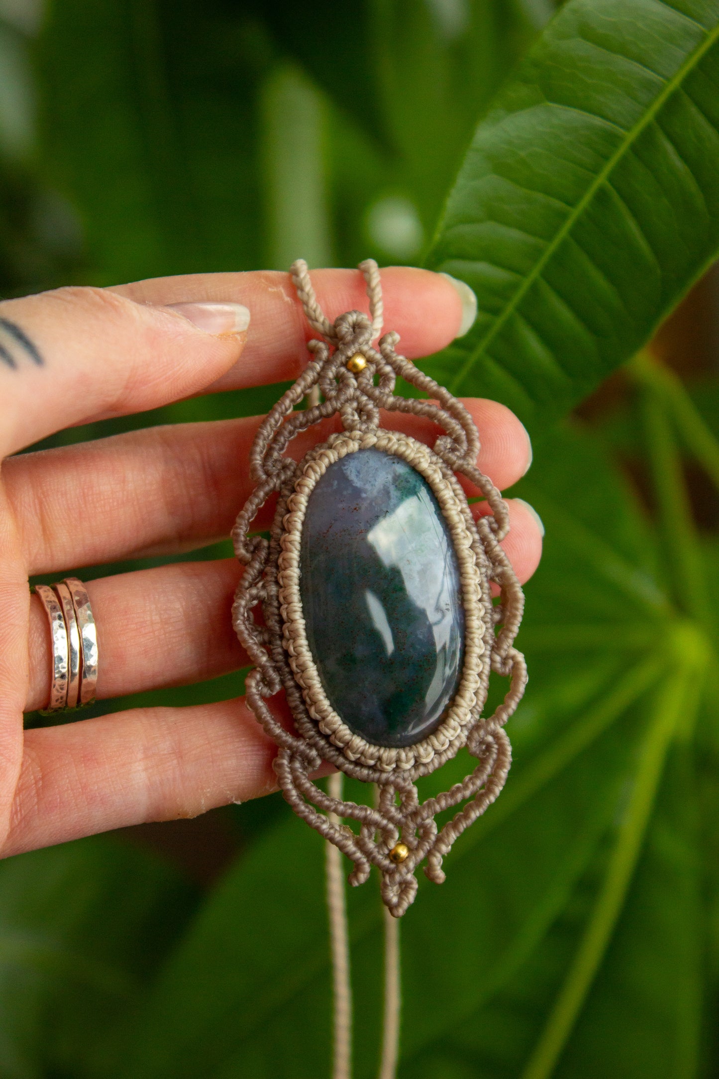 Moss Agate • macrame necklace