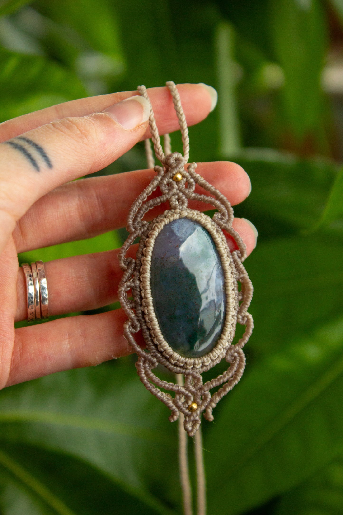Moss Agate • macrame necklace