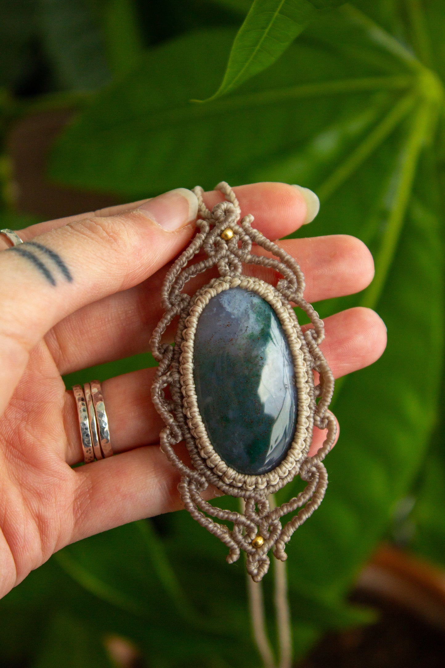 Moss Agate • macrame necklace