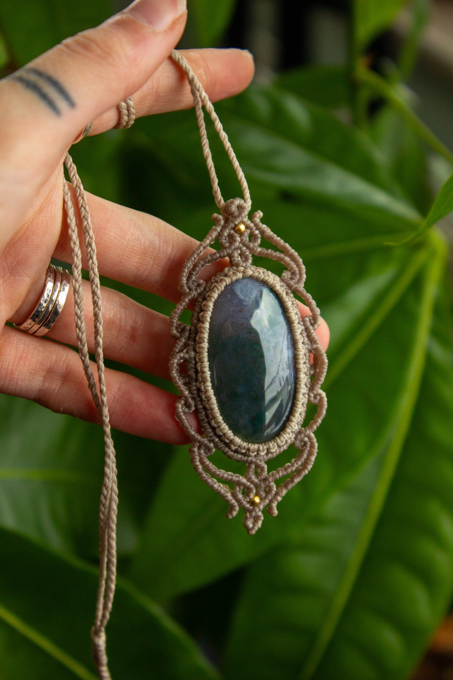 Moss Agate • macrame necklace