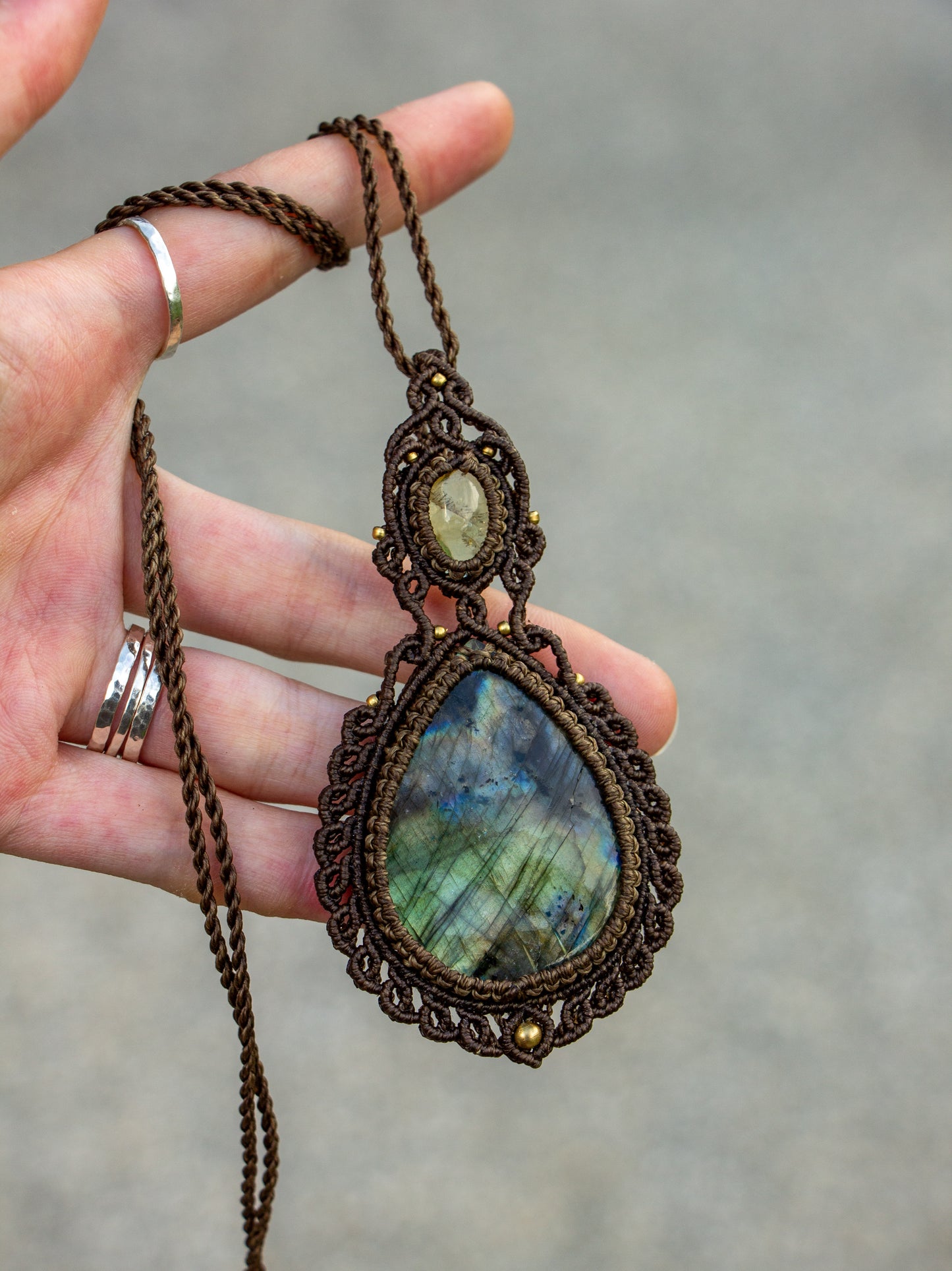 Citrine & Labradorite macrame necklace