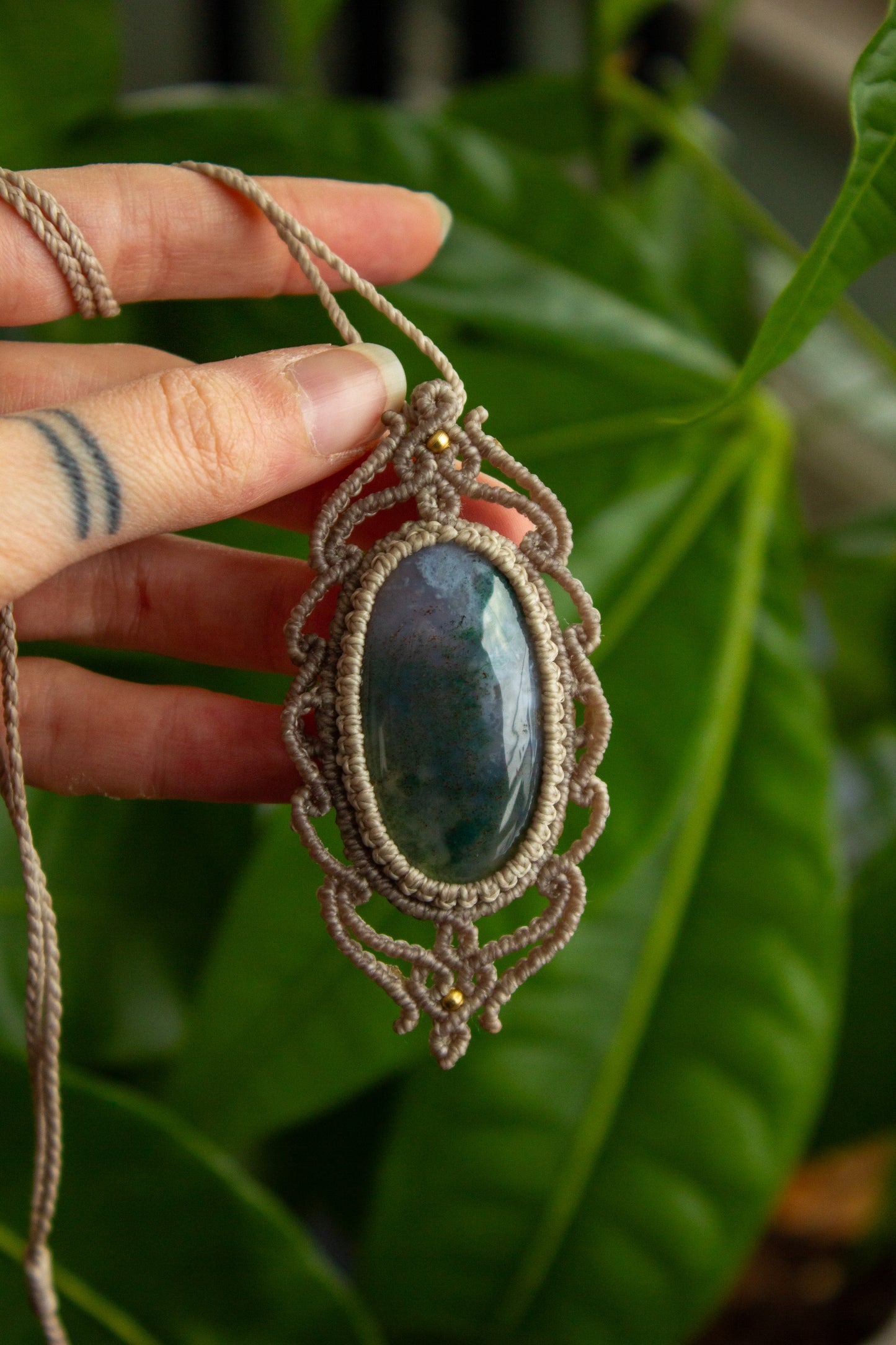 Moss Agate • macrame necklace
