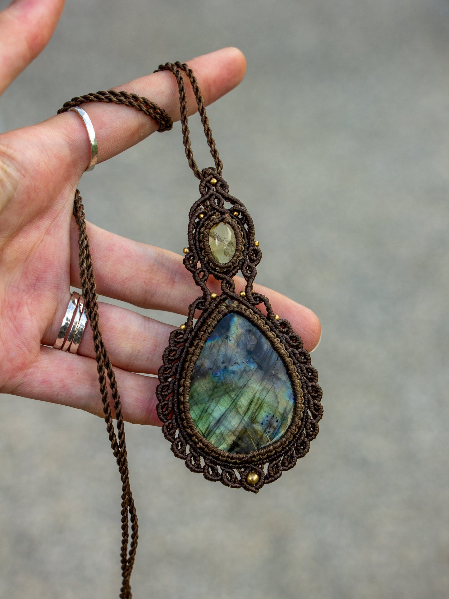 Citrine & Labradorite macrame necklace