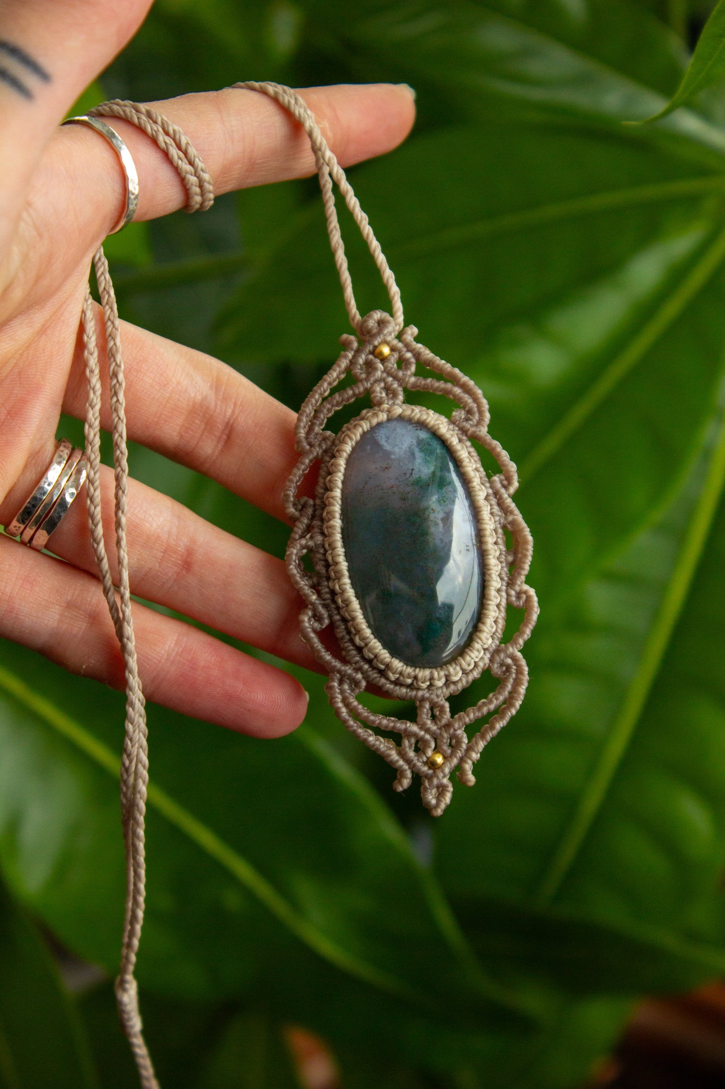 Moss Agate • macrame necklace