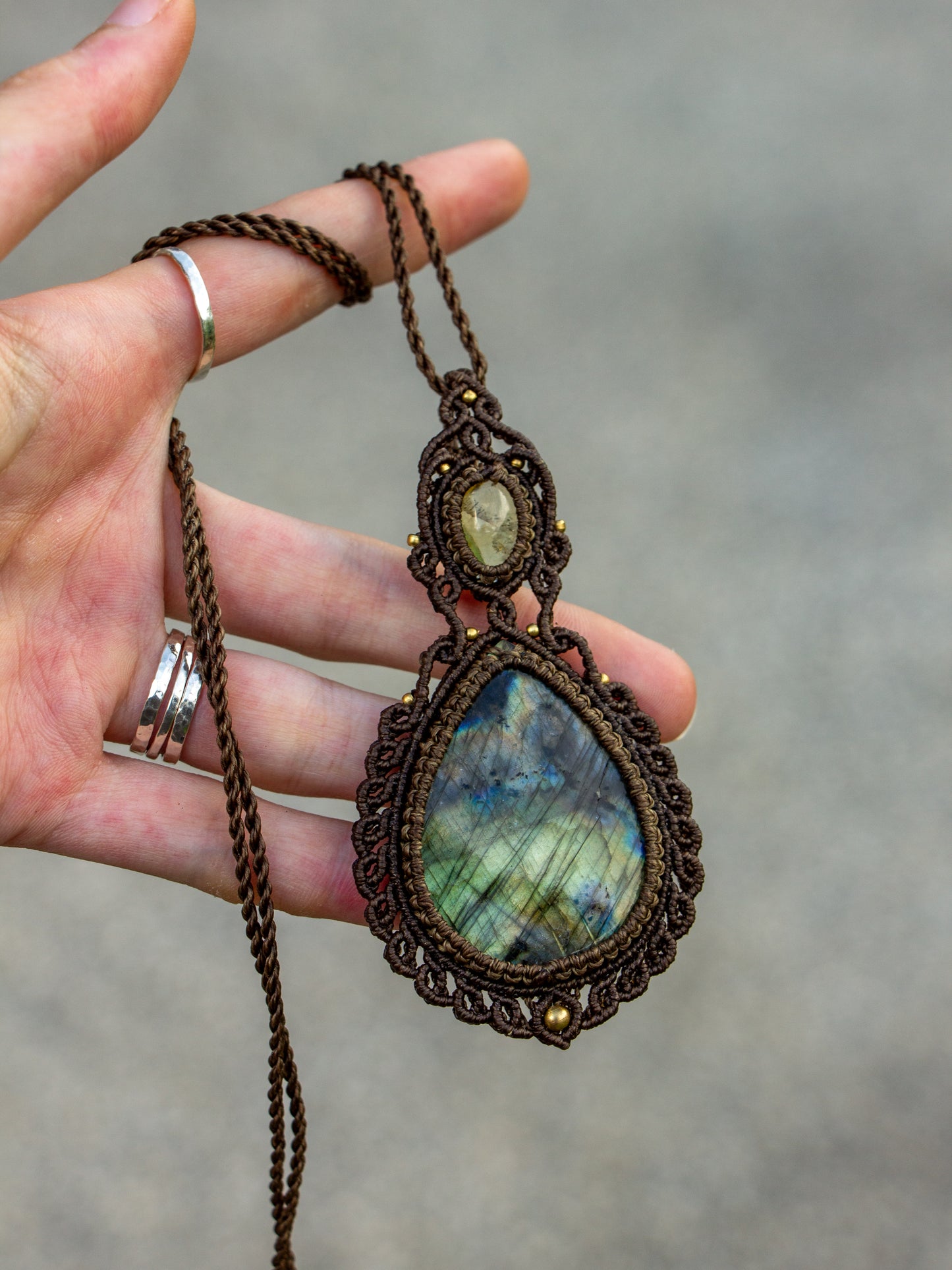Citrine & Labradorite macrame necklace
