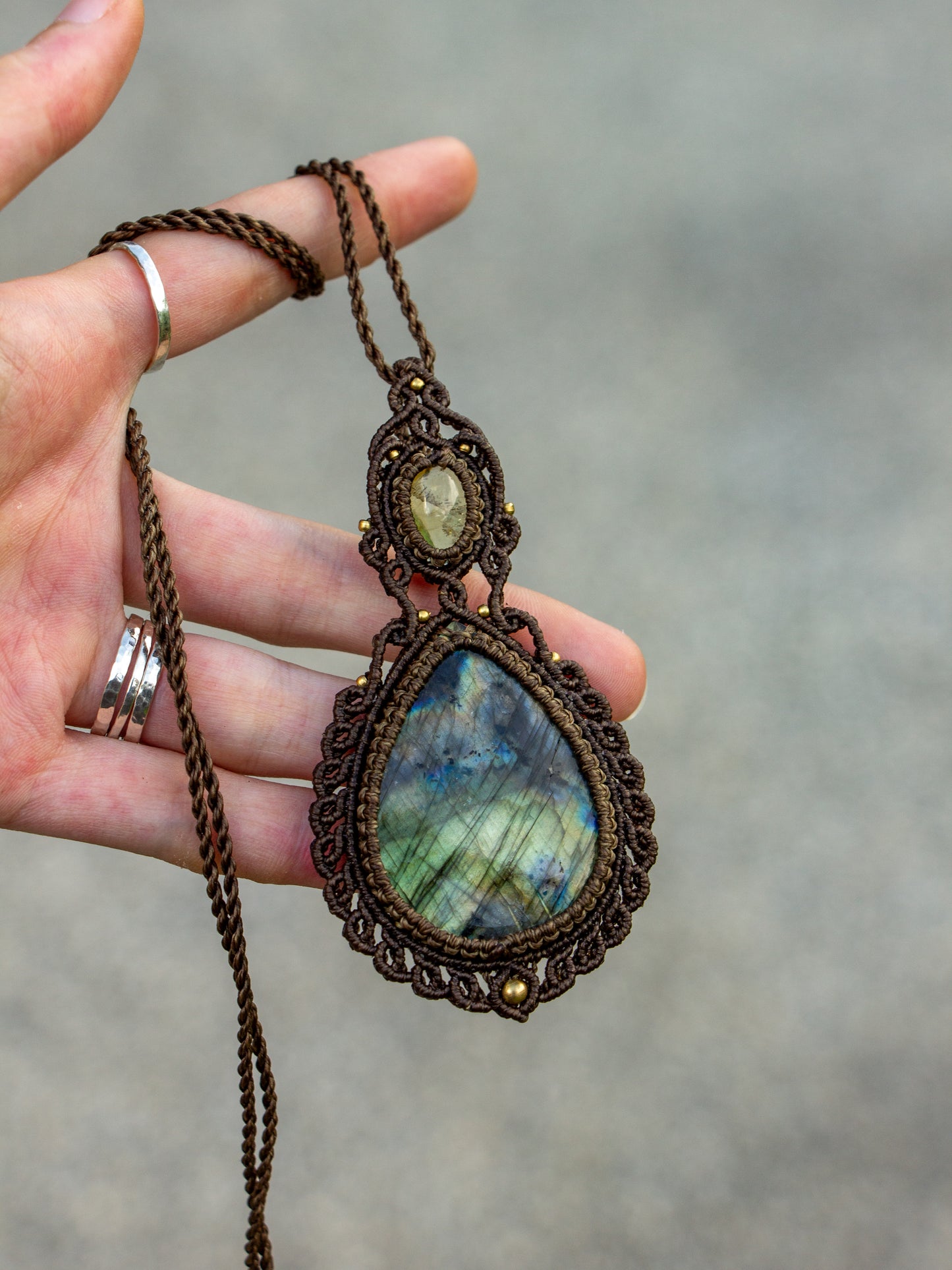 Citrine & Labradorite macrame necklace