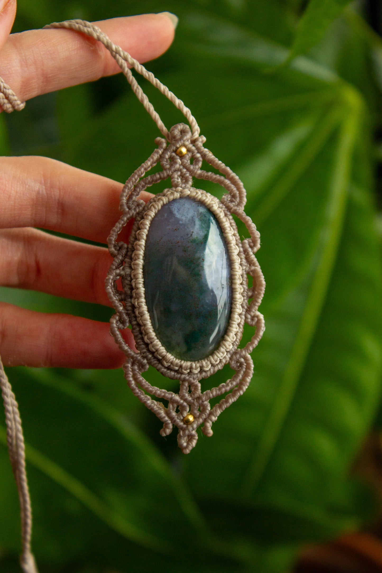 Moss Agate • macrame necklace
