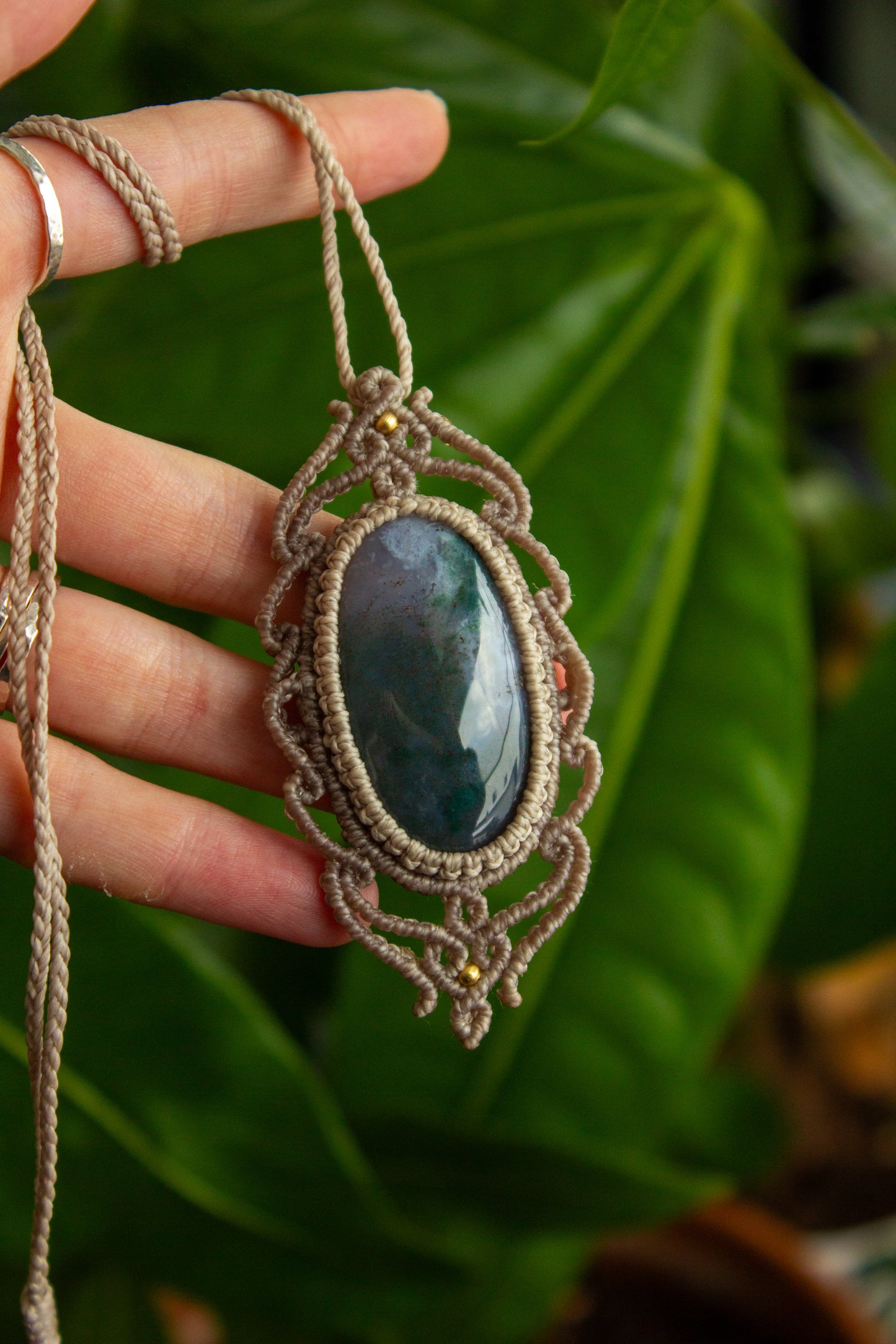 Moss Agate • macrame necklace