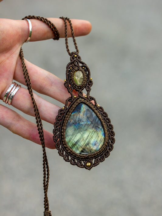Citrine & Labradorite macrame necklace