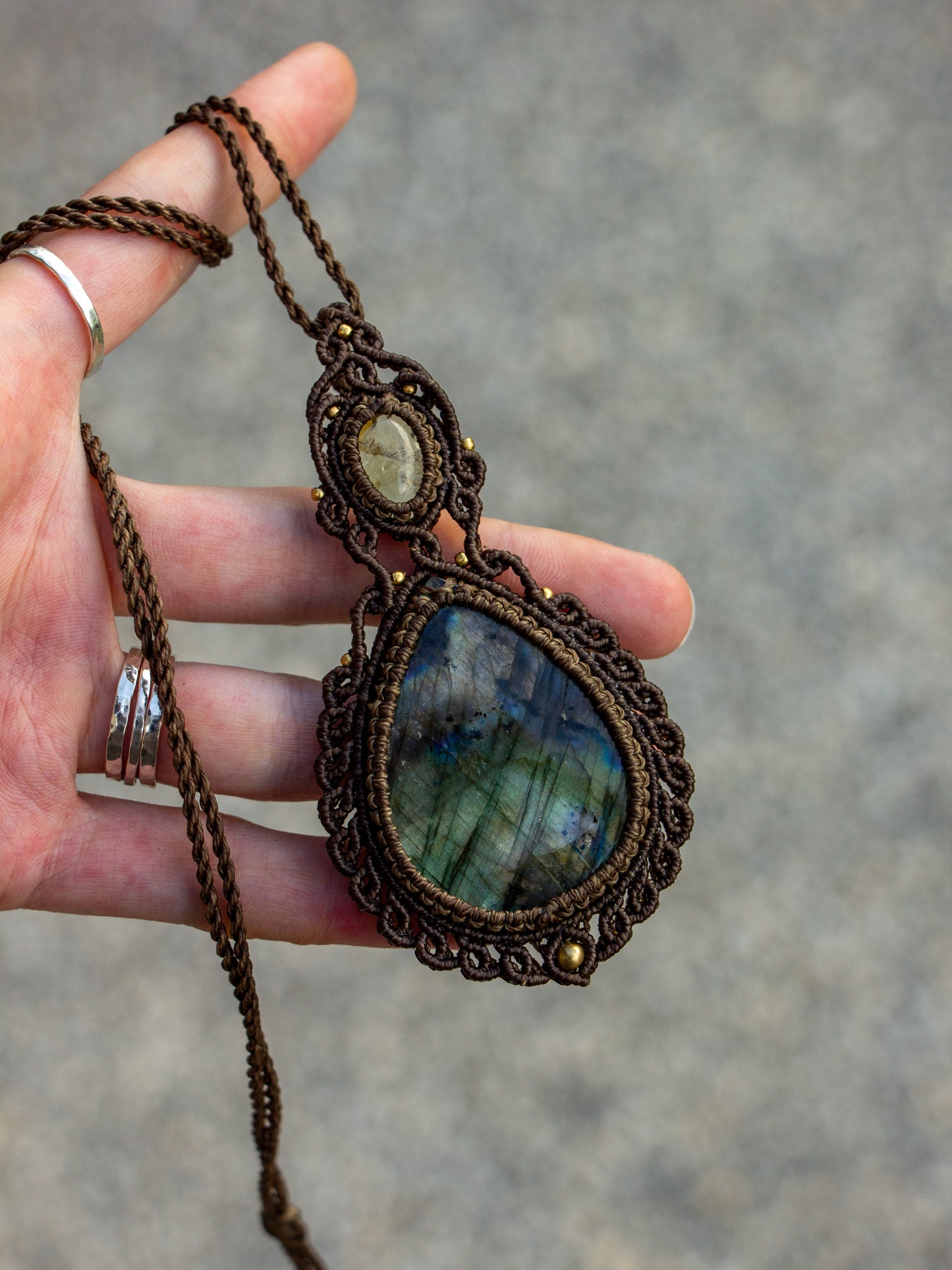 Citrine & Labradorite macrame necklace