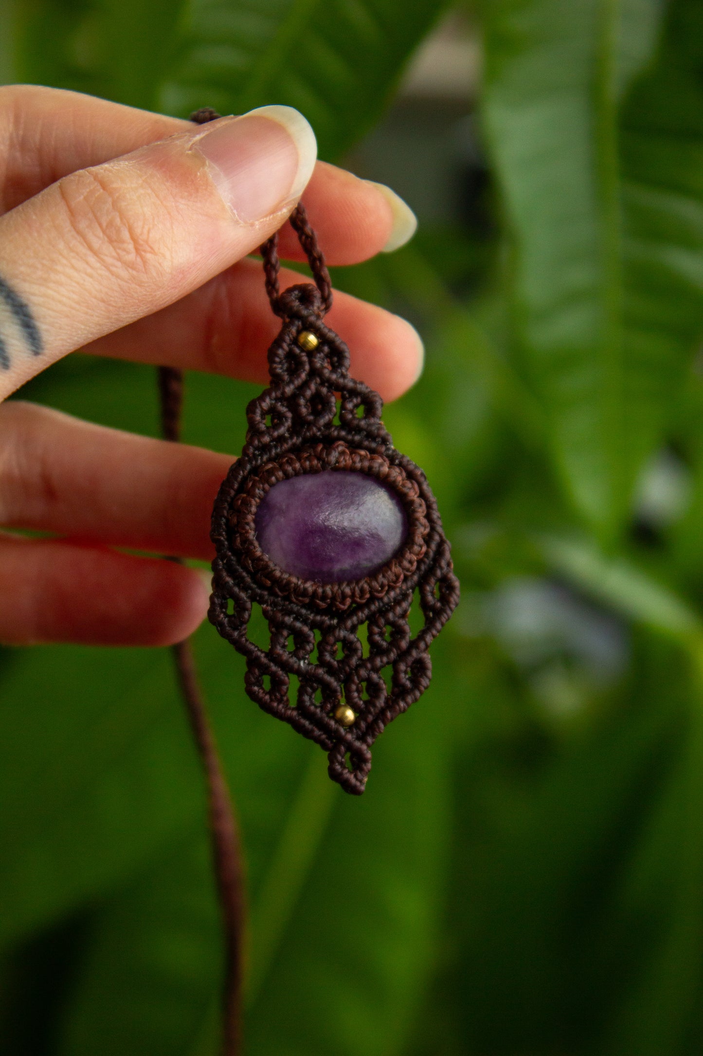Lepidolite • macrame necklace
