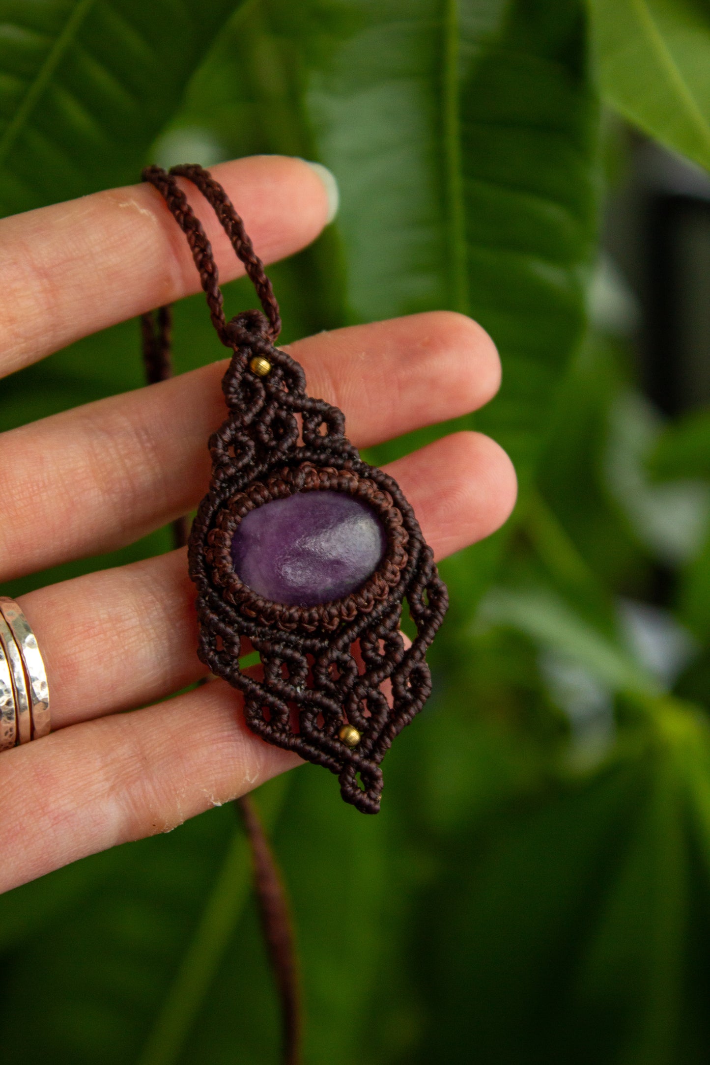 Lepidolite • macrame necklace