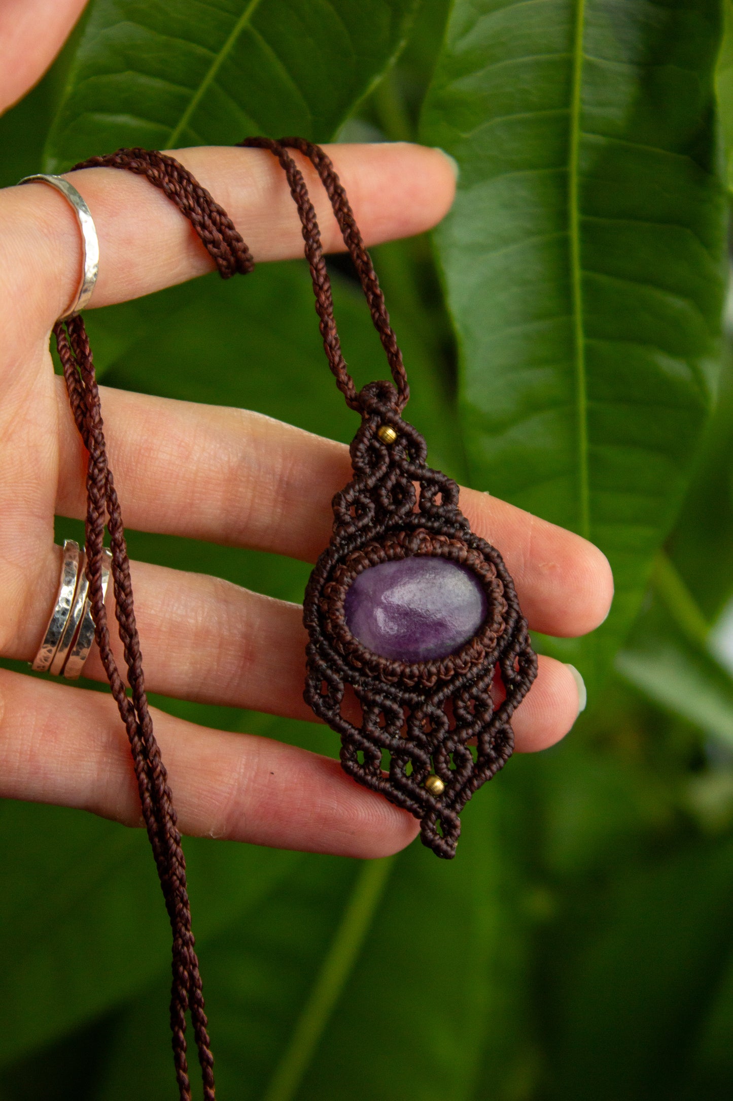 Lepidolite • macrame necklace