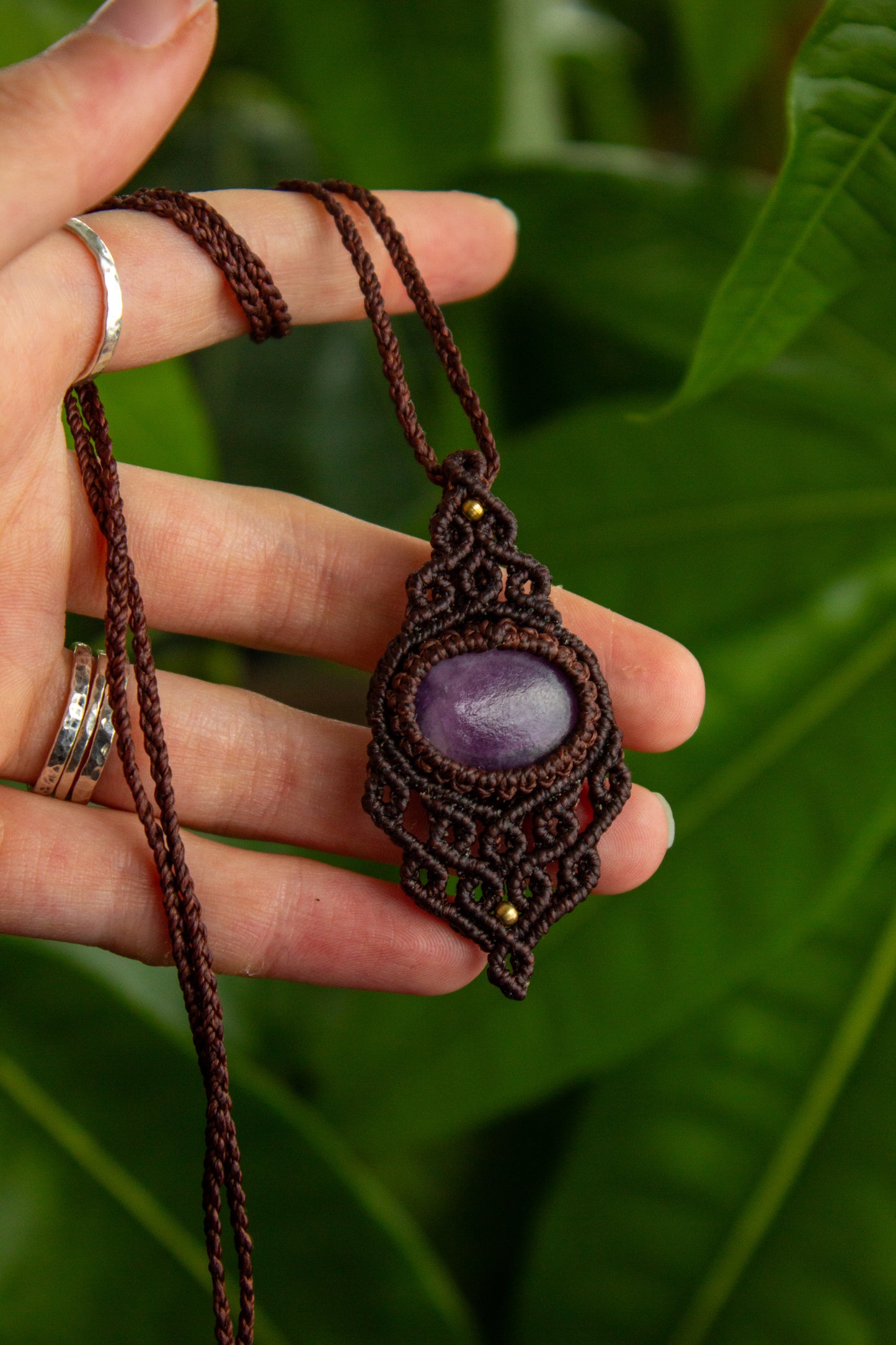 Lepidolite • macrame necklace