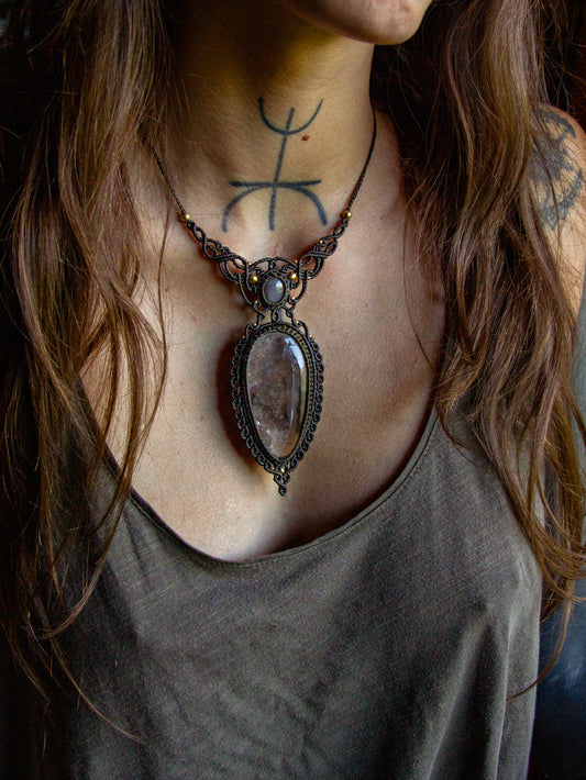 Grey Moonstone & Garden Quartz necklace