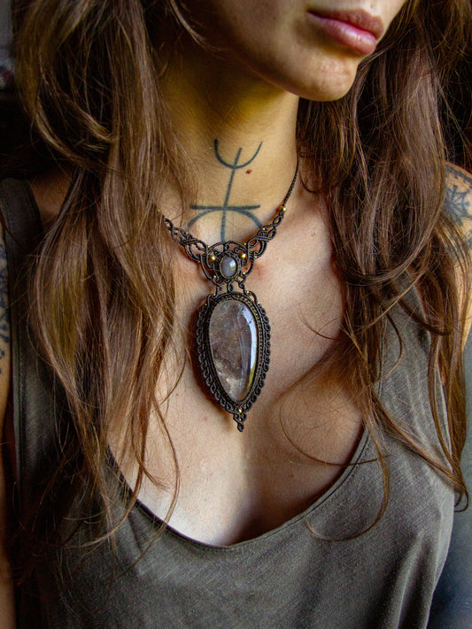 Grey Moonstone & Garden Quartz necklace
