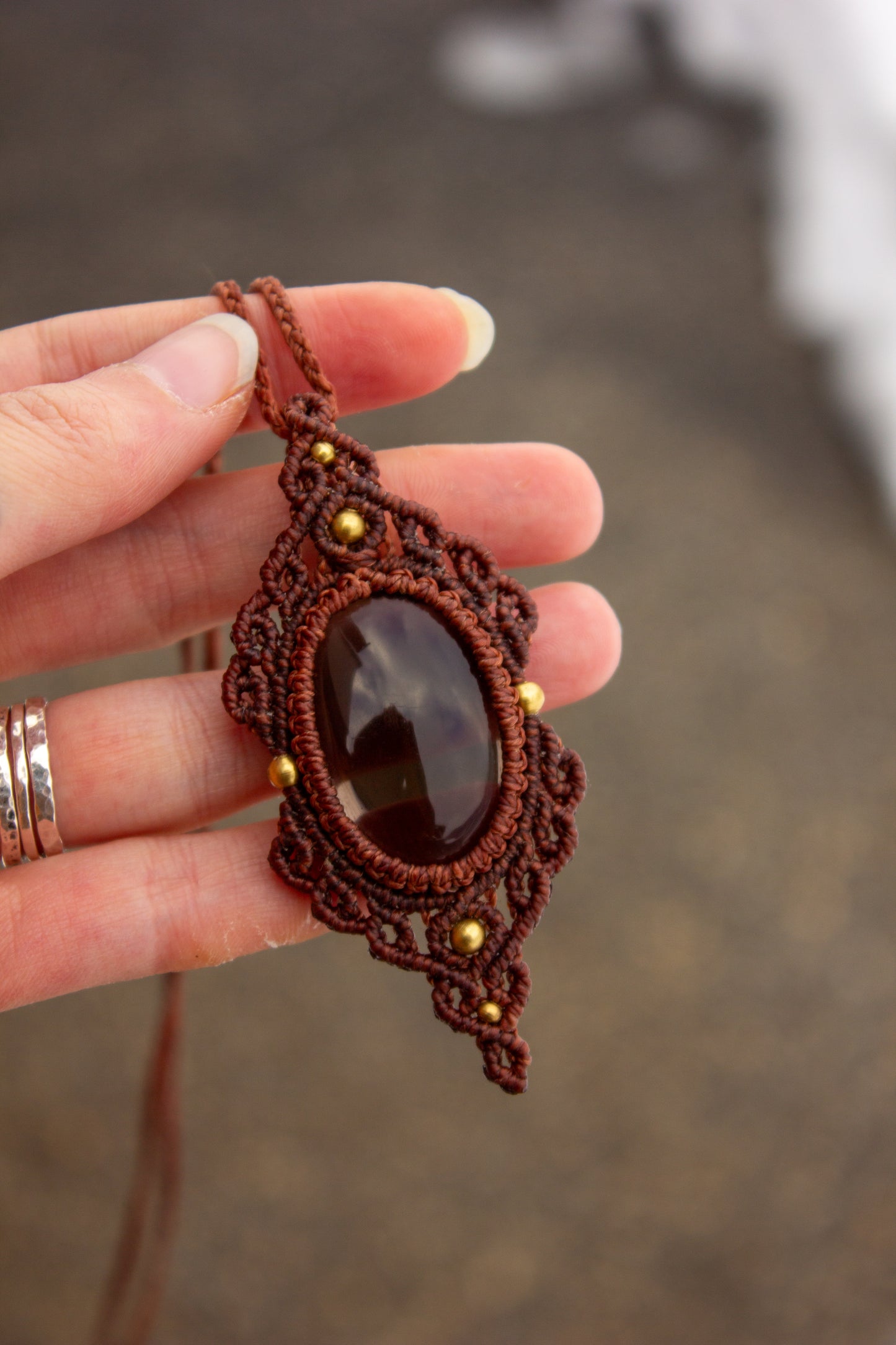 Smokey Quartz • macrame necklace