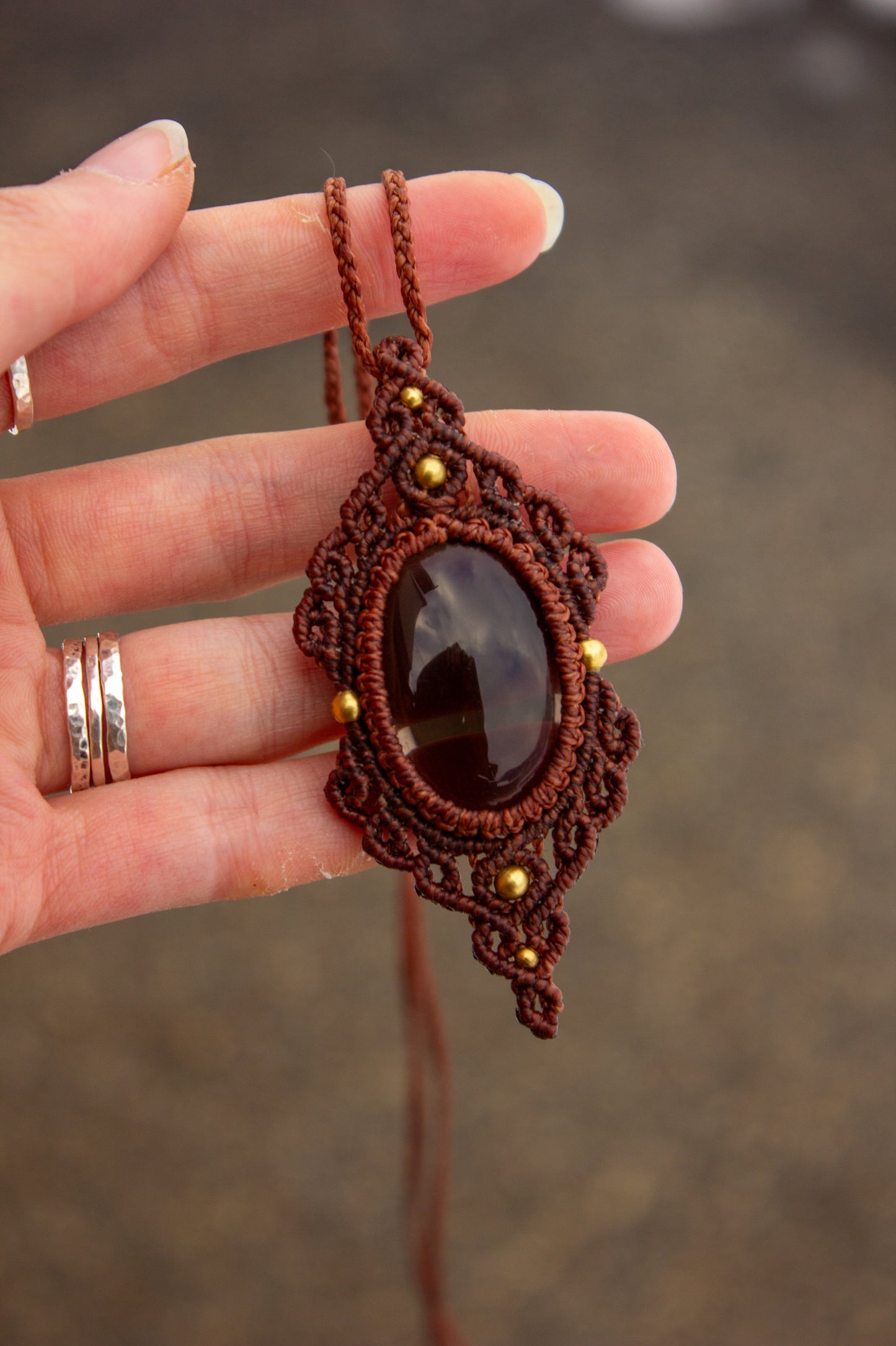 Smokey Quartz • macrame necklace