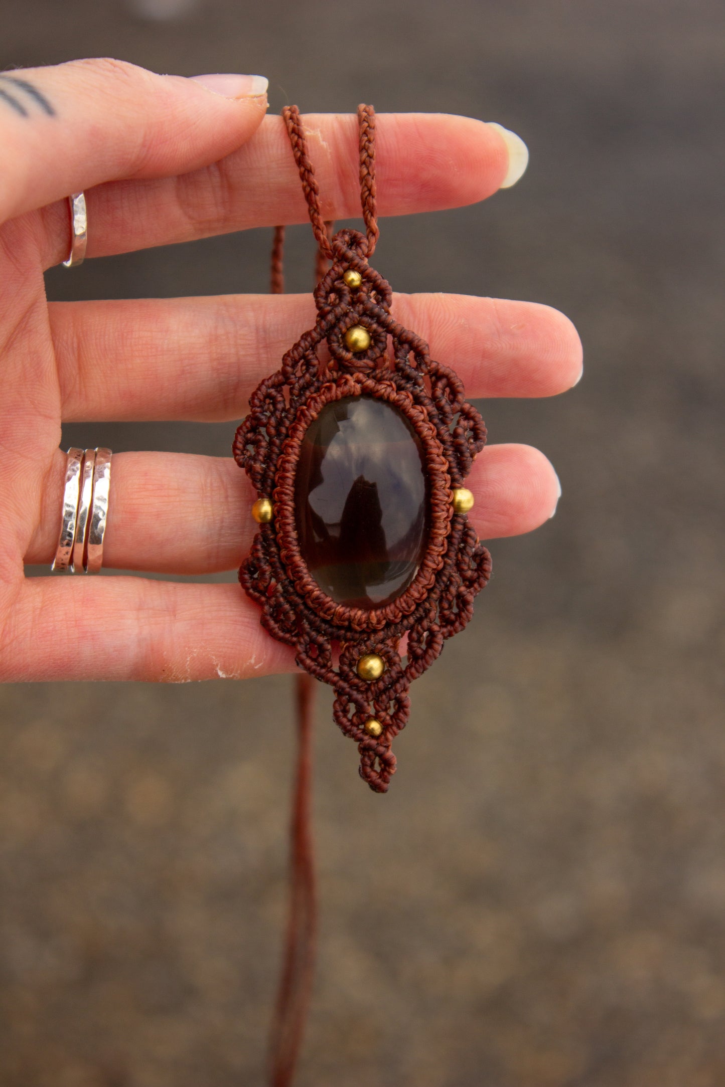 Smokey Quartz • macrame necklace