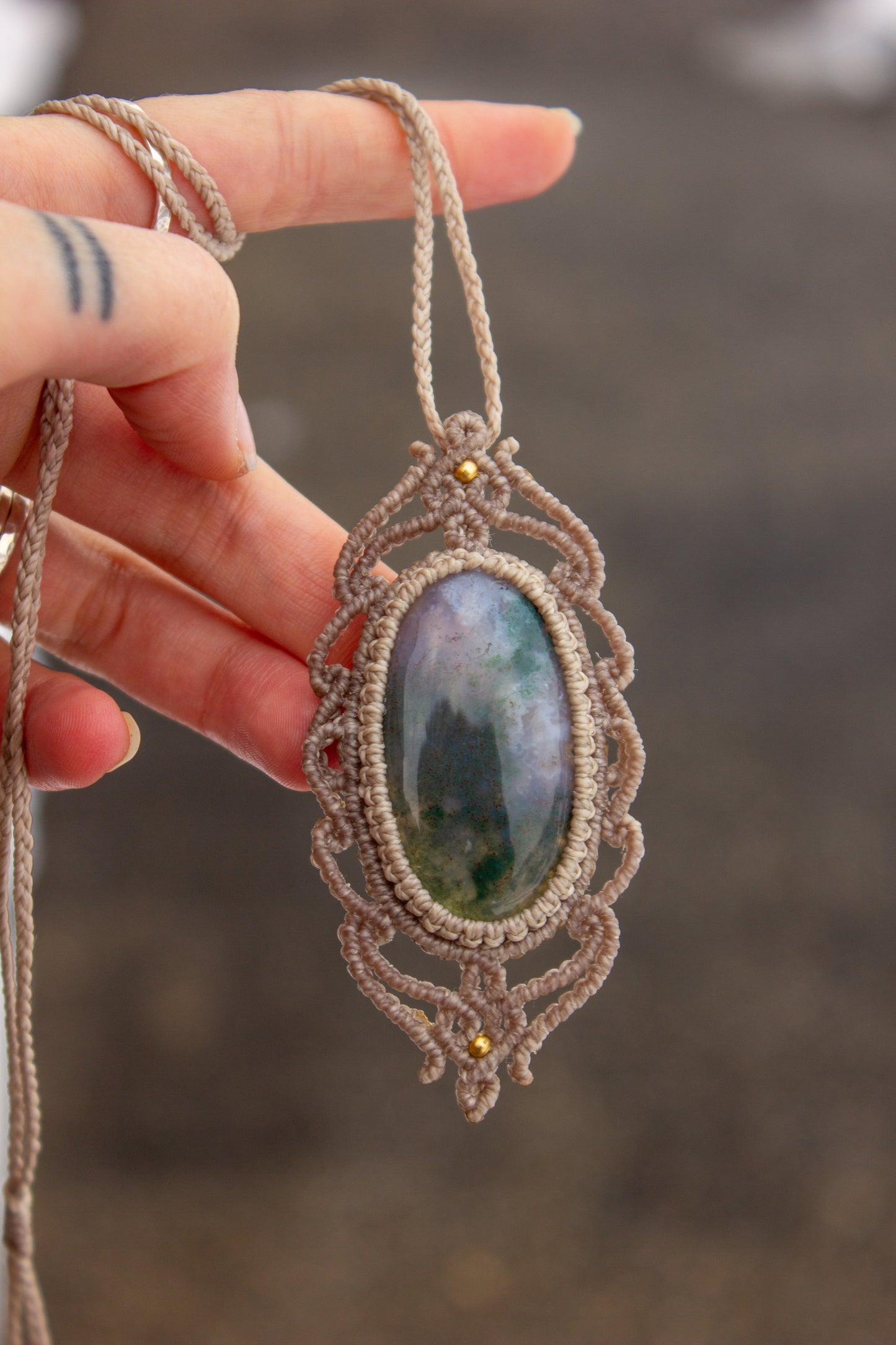 Moss Agate • macrame necklace