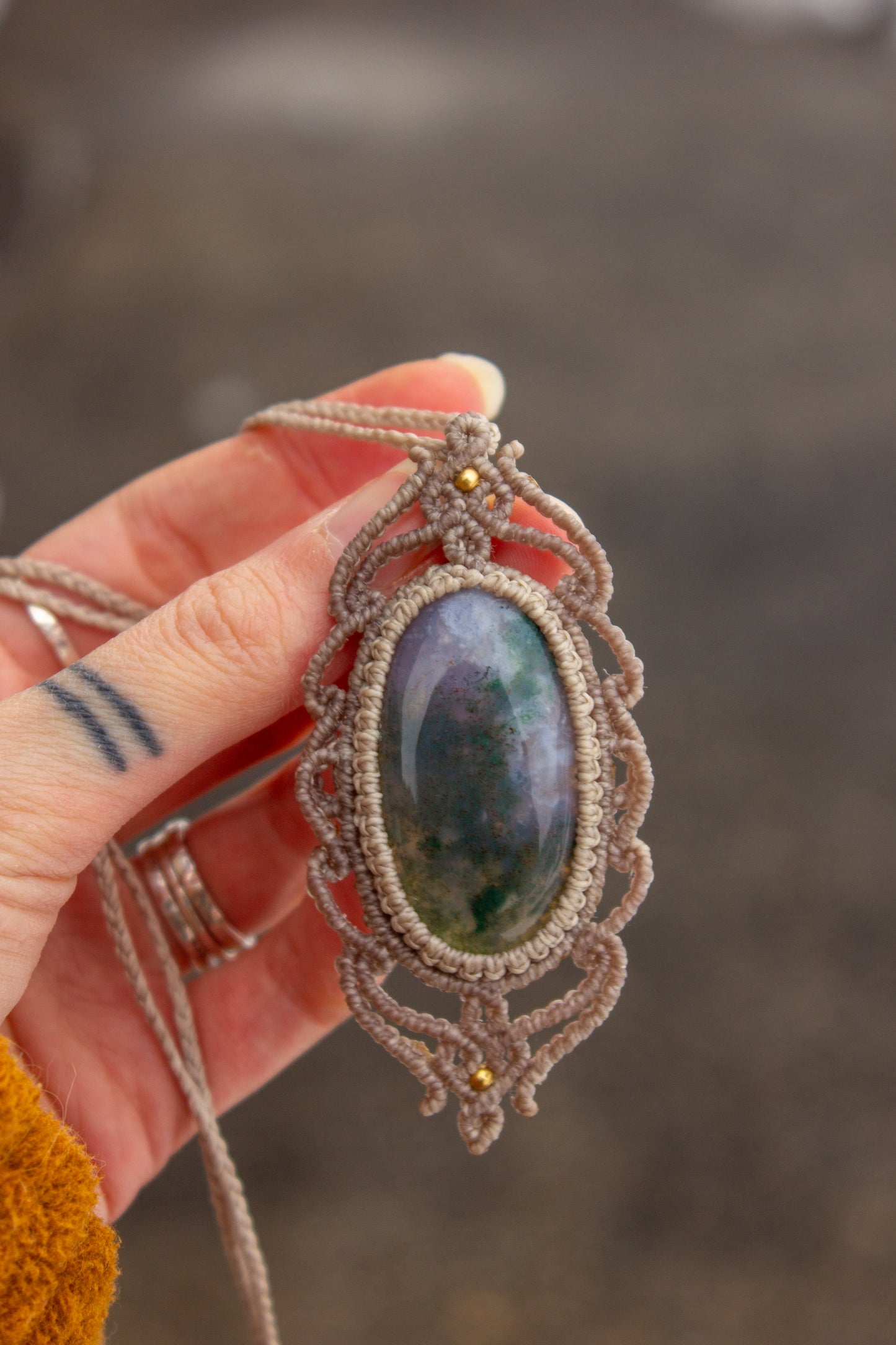 Moss Agate • macrame necklace