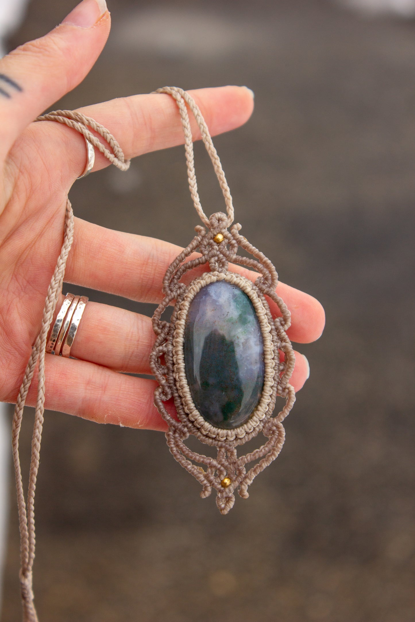 Moss Agate • macrame necklace