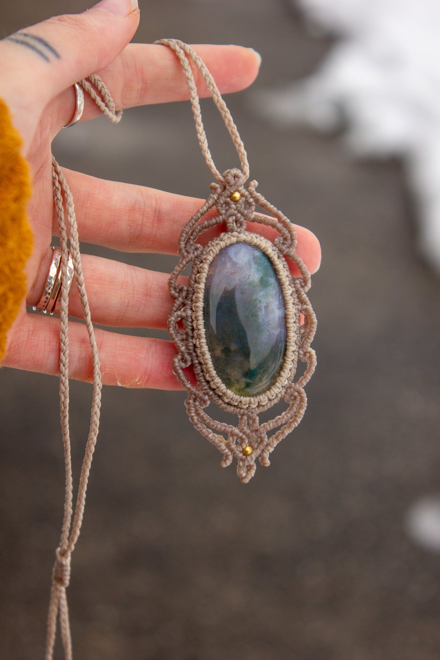 Moss Agate • macrame necklace