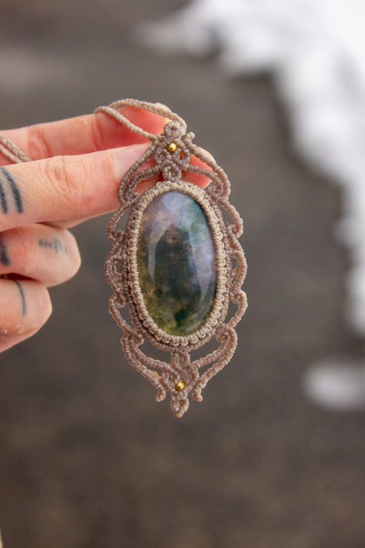 Moss Agate • macrame necklace