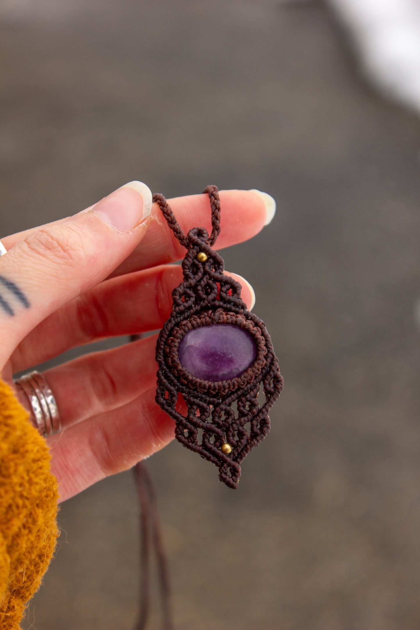 Lepidolite • macrame necklace
