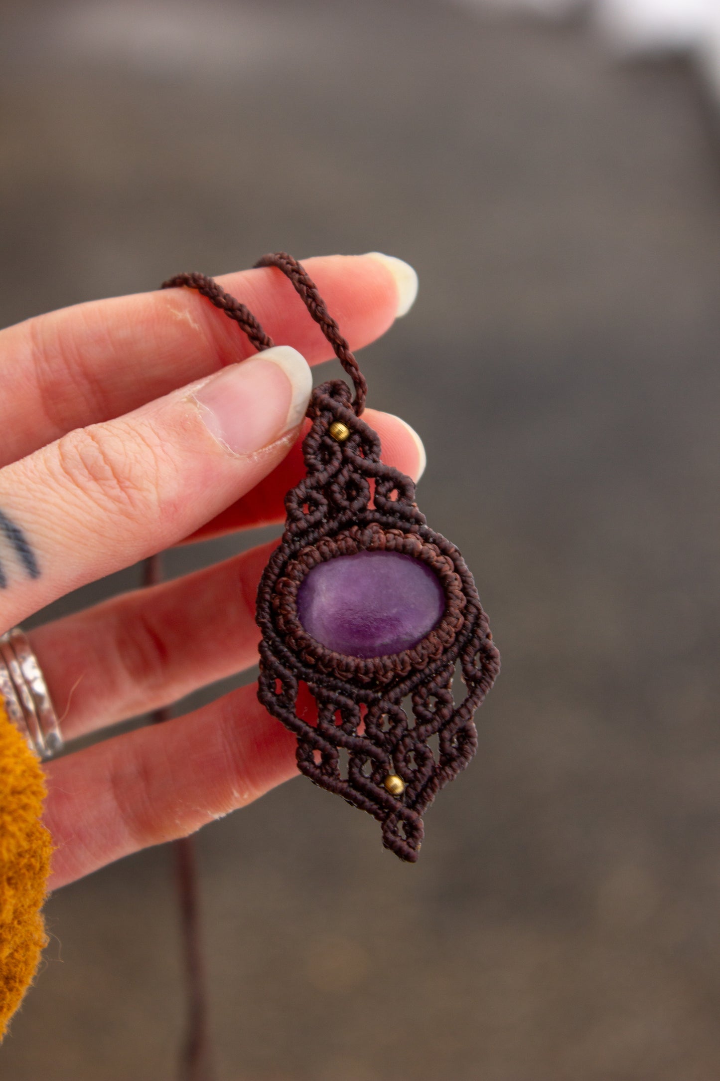 Lepidolite • macrame necklace