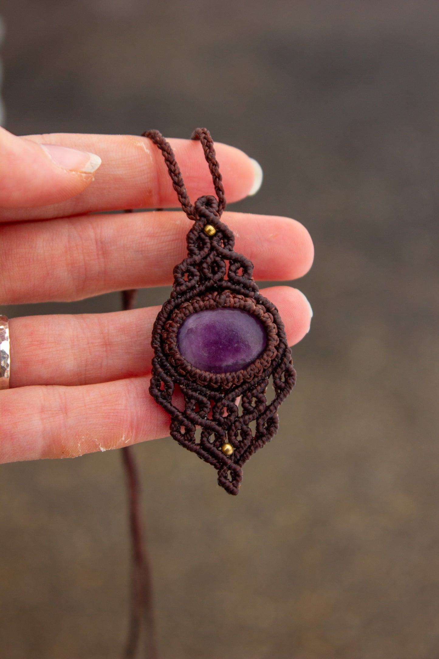 Lepidolite • macrame necklace