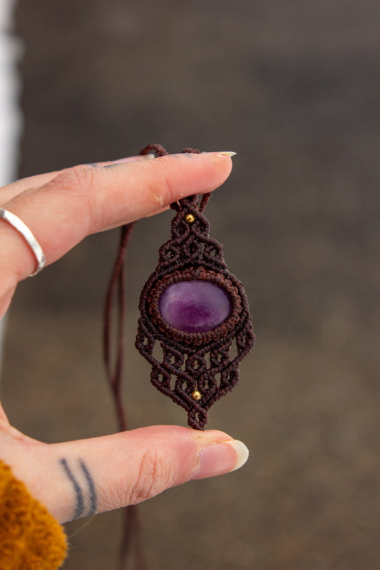 Lepidolite • macrame necklace