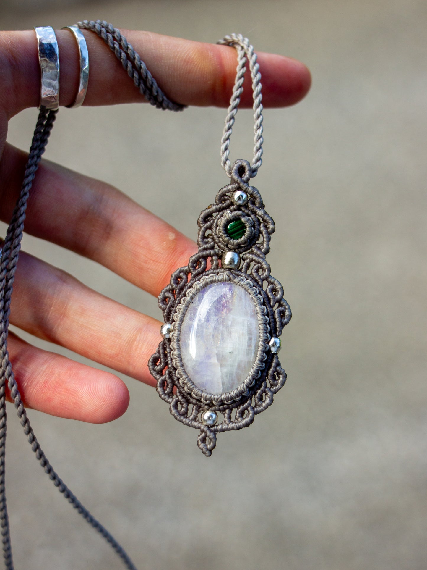Malachite & Rainbow Moonstone necklace