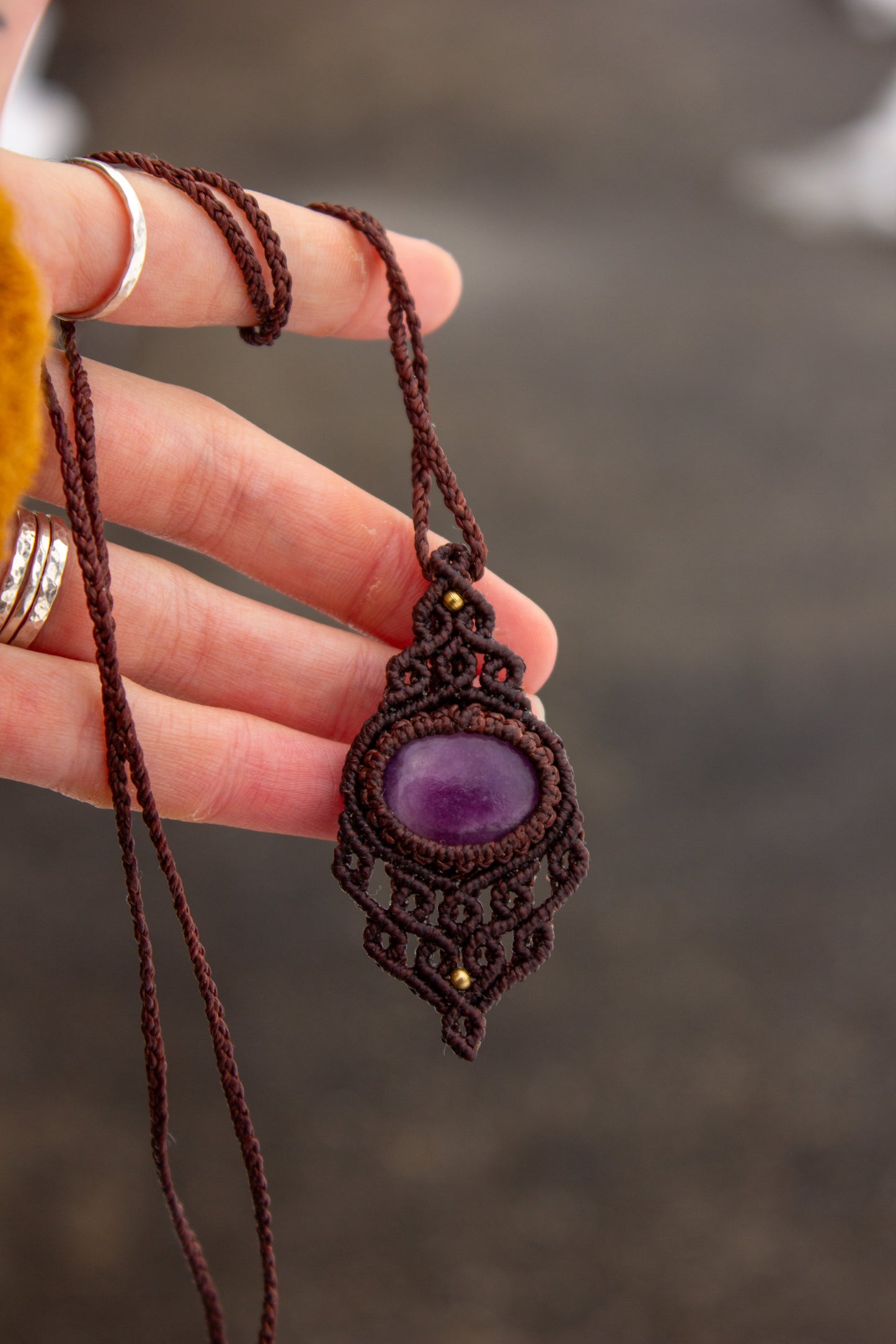Lepidolite • macrame necklace