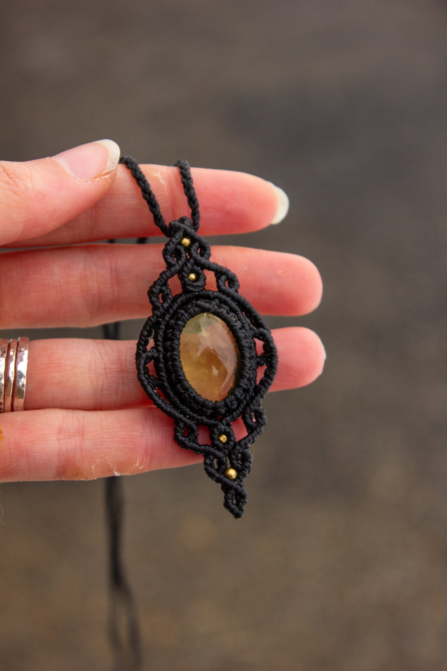 Lemon Quartz • macrame necklace