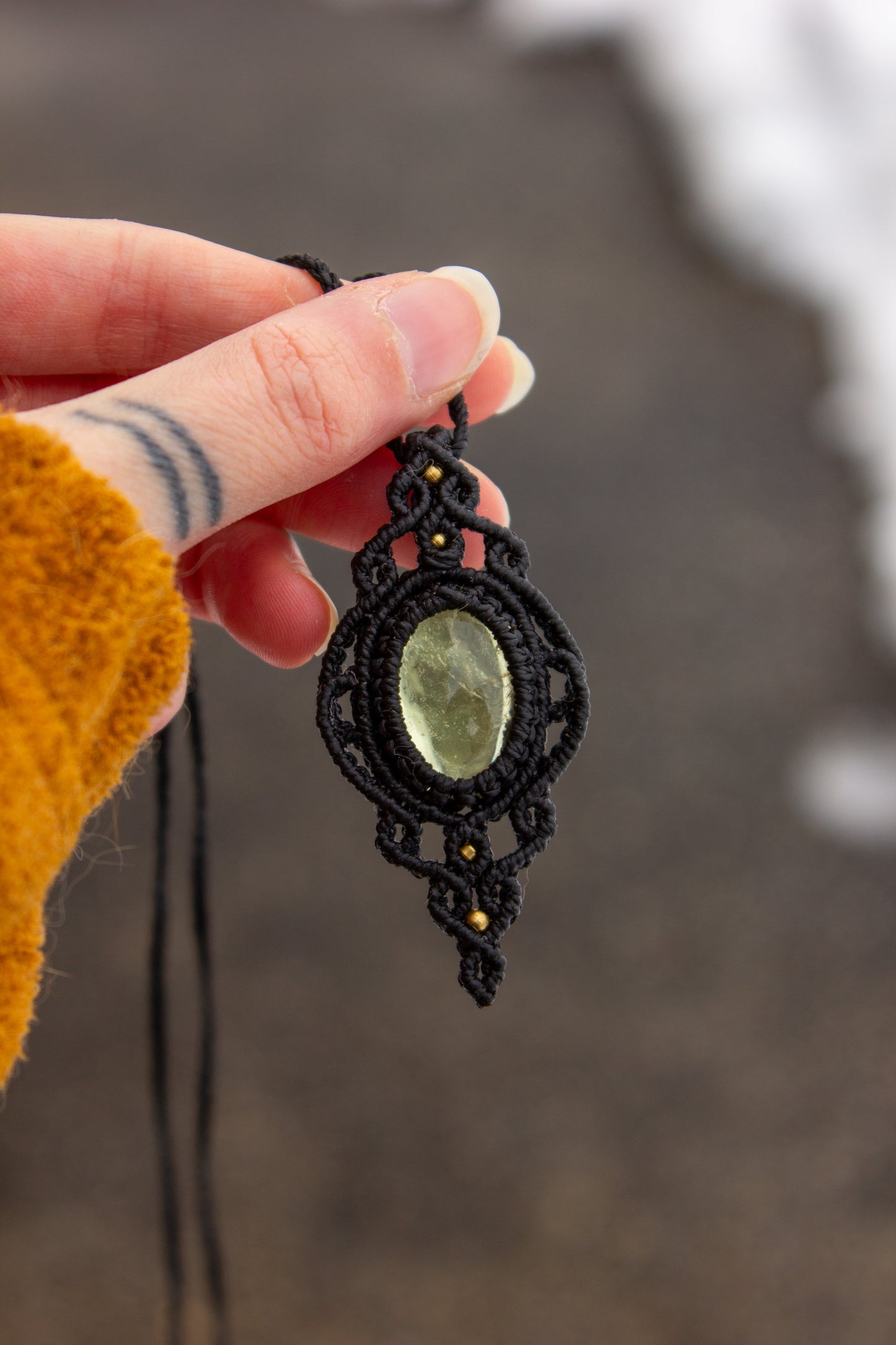 Lemon Quartz • macrame necklace