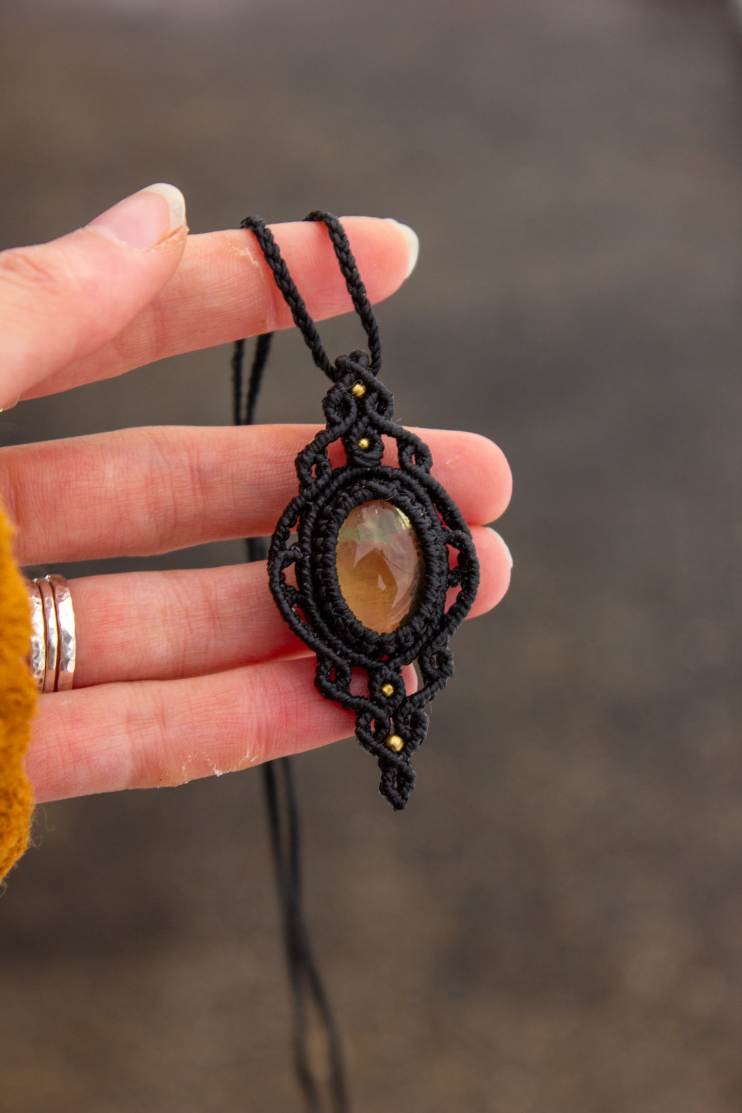 Lemon Quartz • macrame necklace