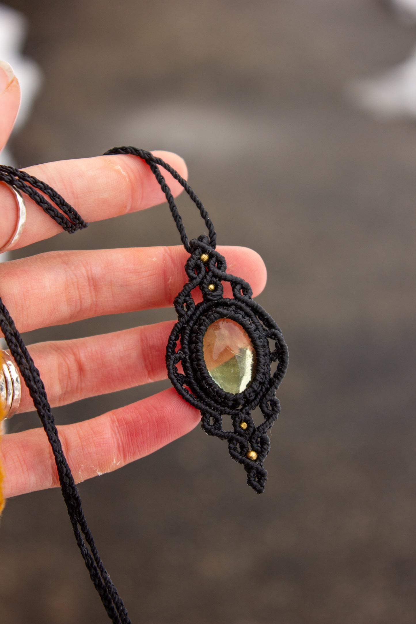 Lemon Quartz • macrame necklace
