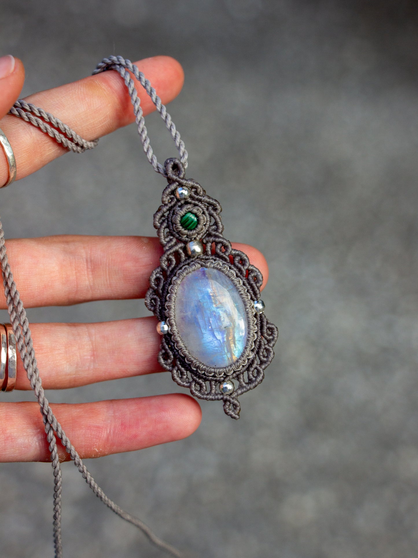 Malachite & Rainbow Moonstone necklace
