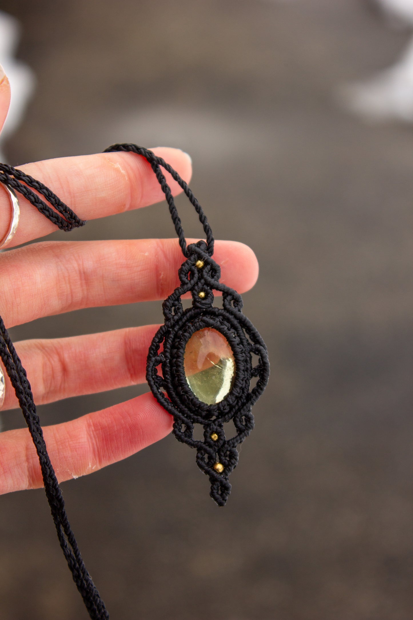 Lemon Quartz • macrame necklace