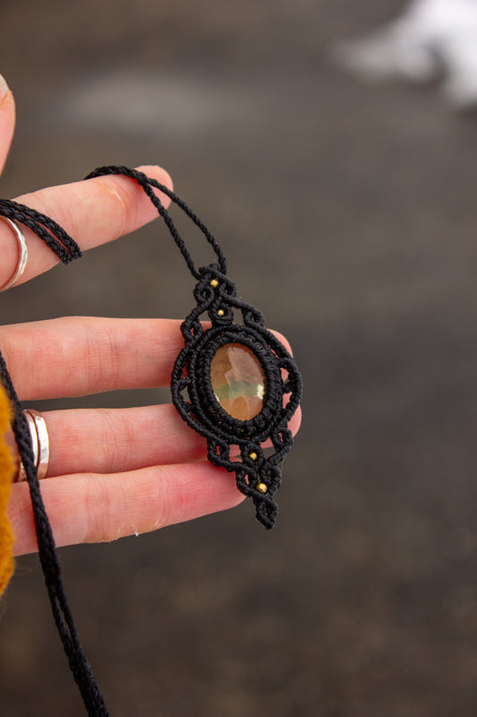 Lemon Quartz • macrame necklace
