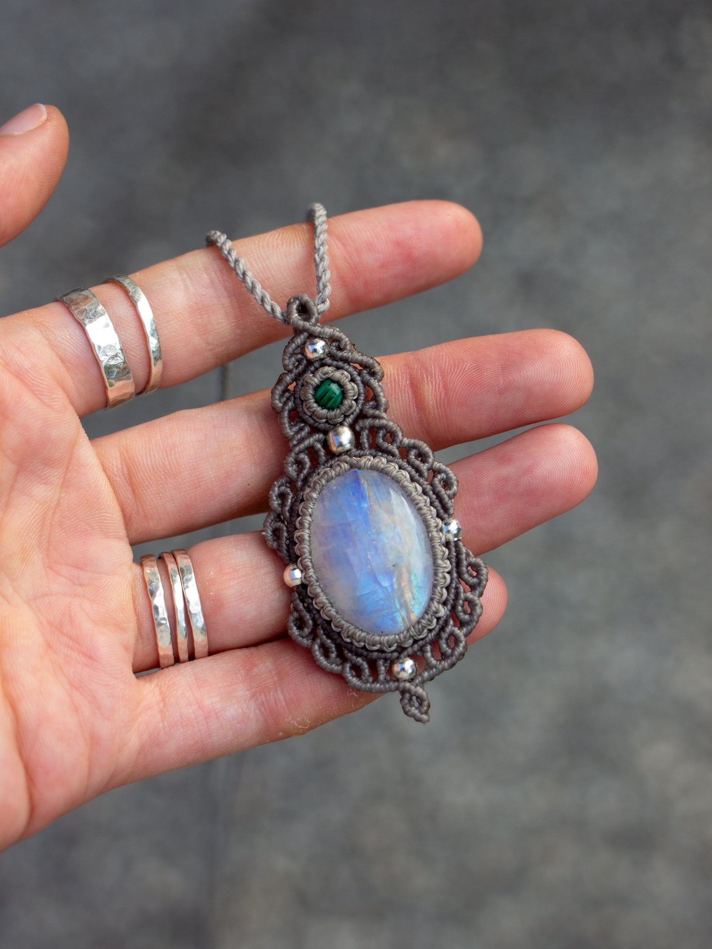 Malachite & Rainbow Moonstone necklace