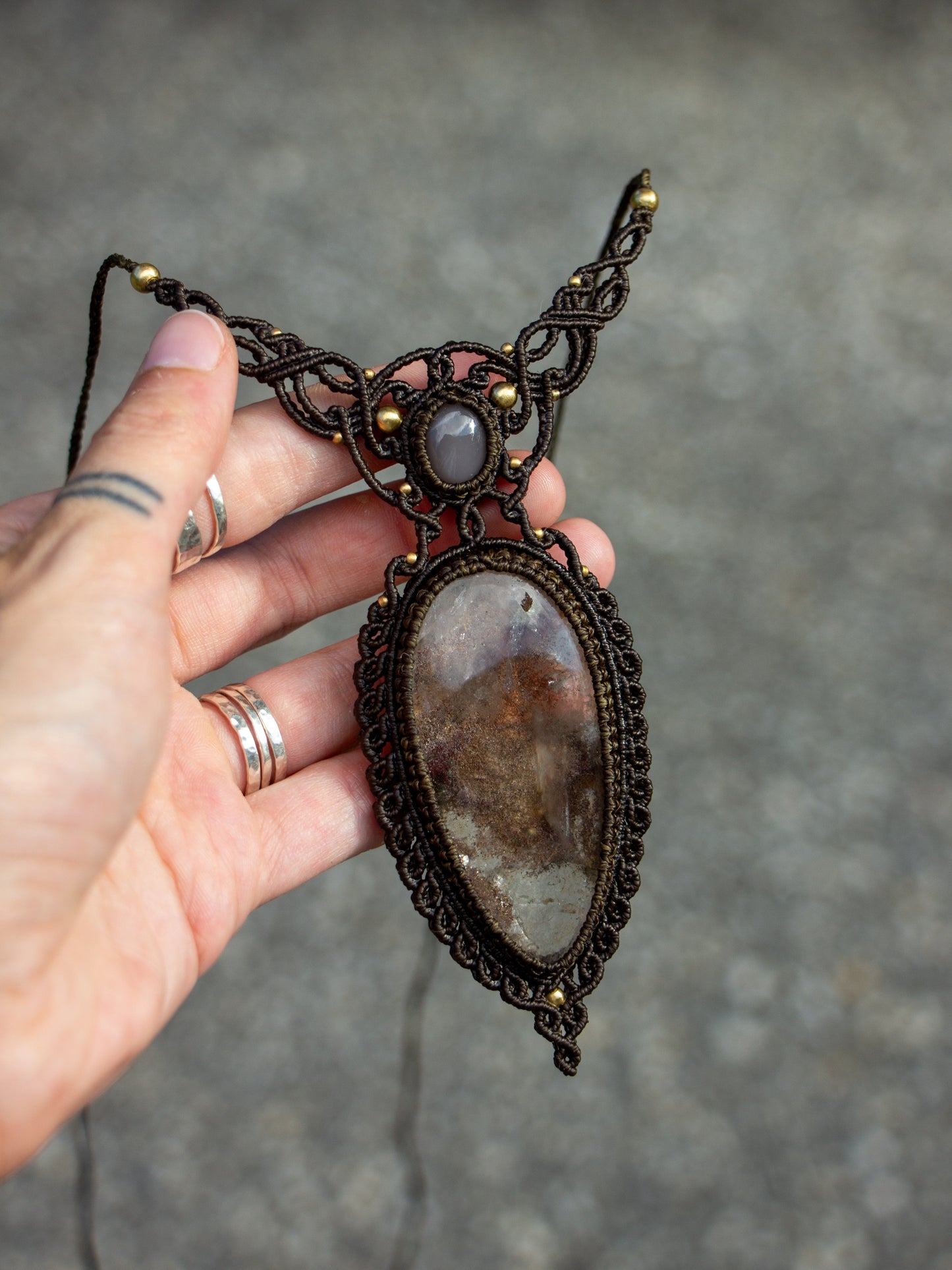 Grey Moonstone & Garden Quartz necklace