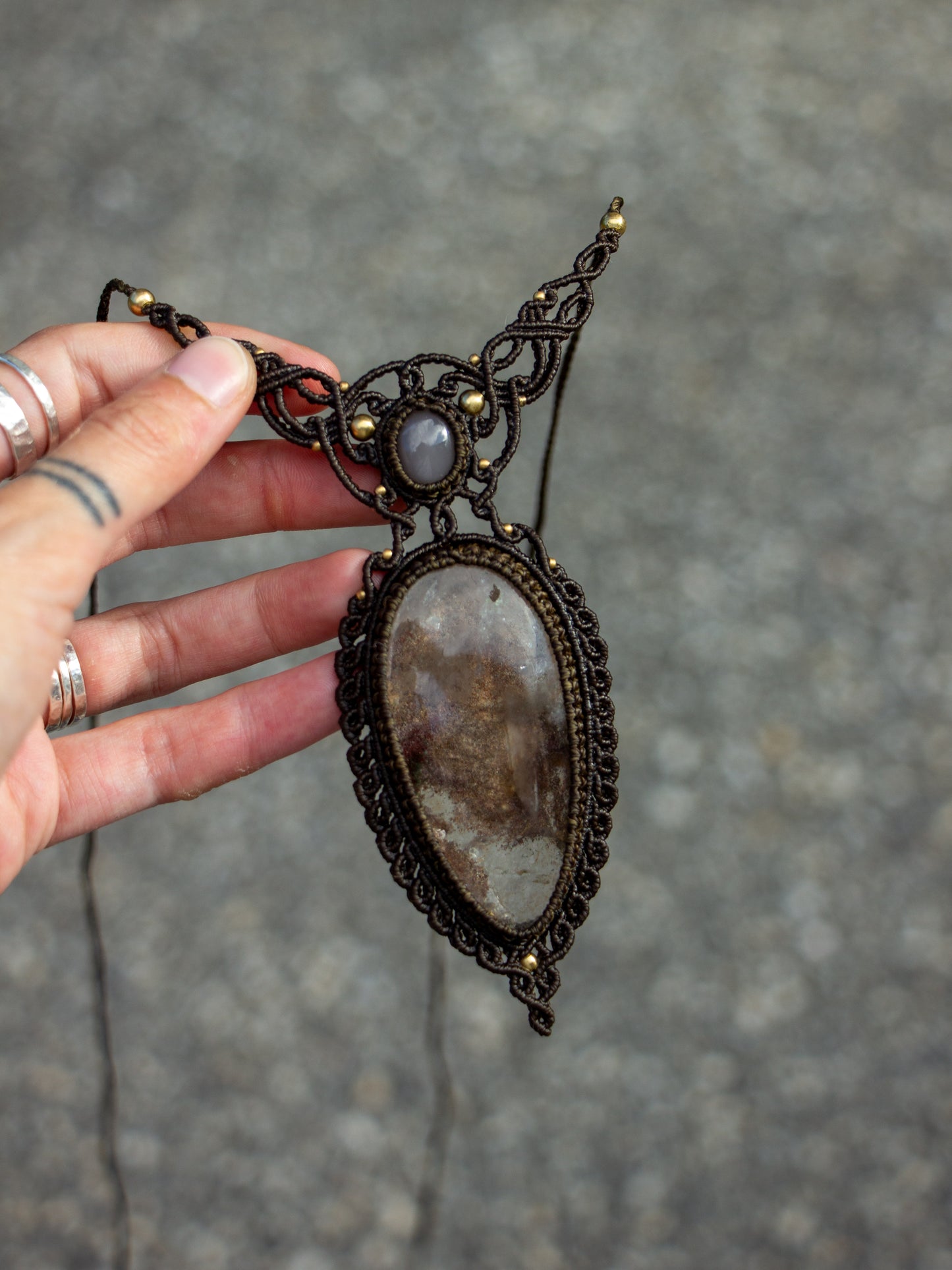 Grey Moonstone & Garden Quartz necklace