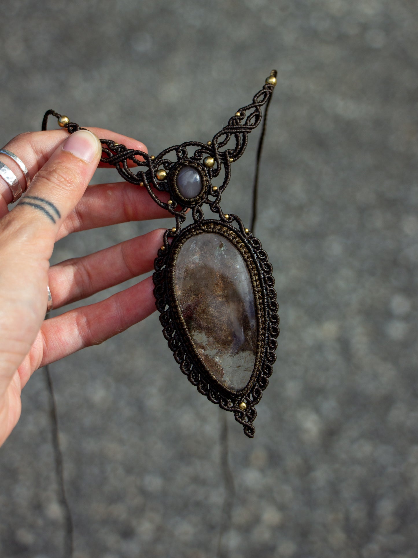 Grey Moonstone & Garden Quartz necklace