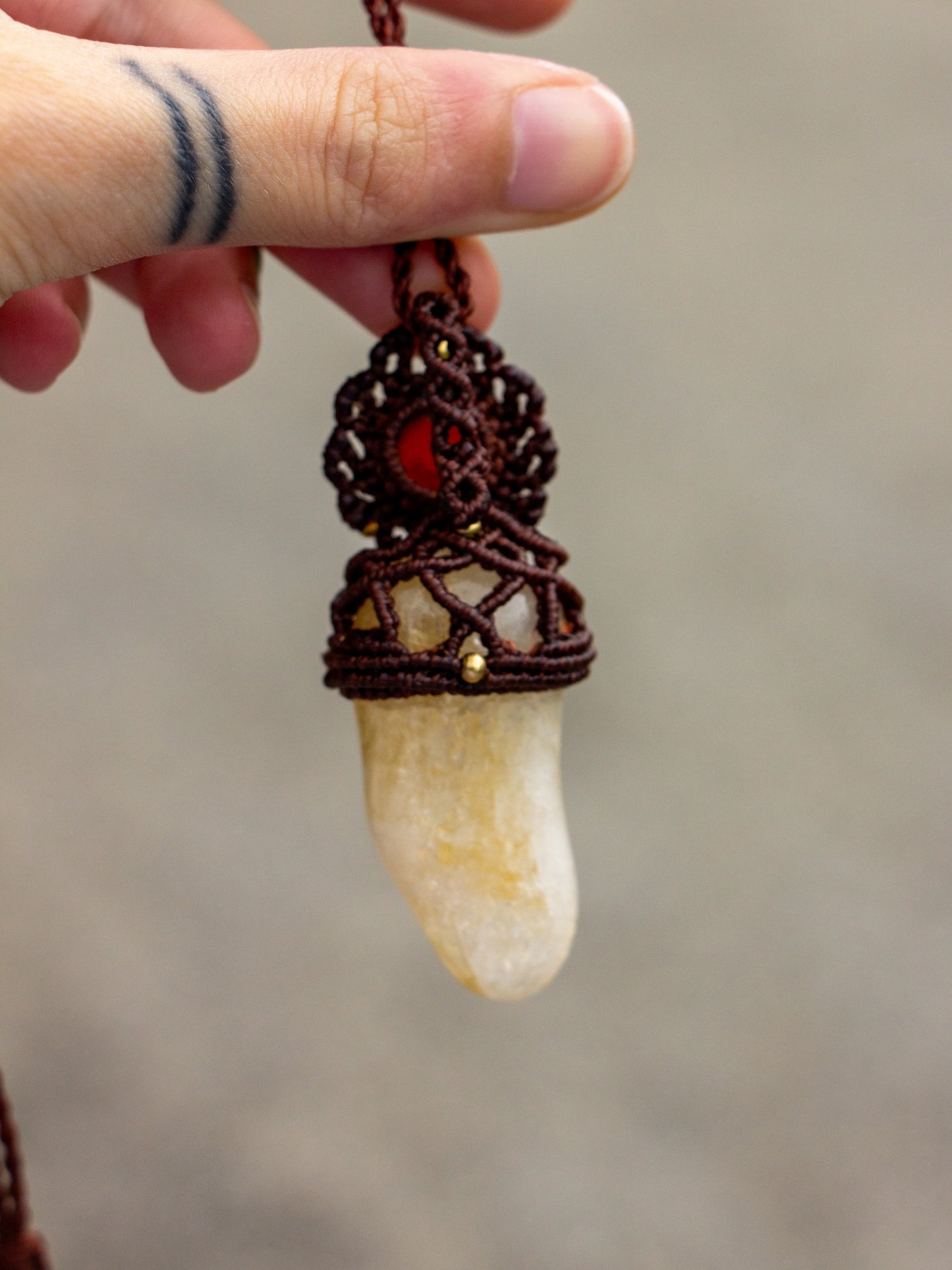 Carnelian & Citrine macrame necklace