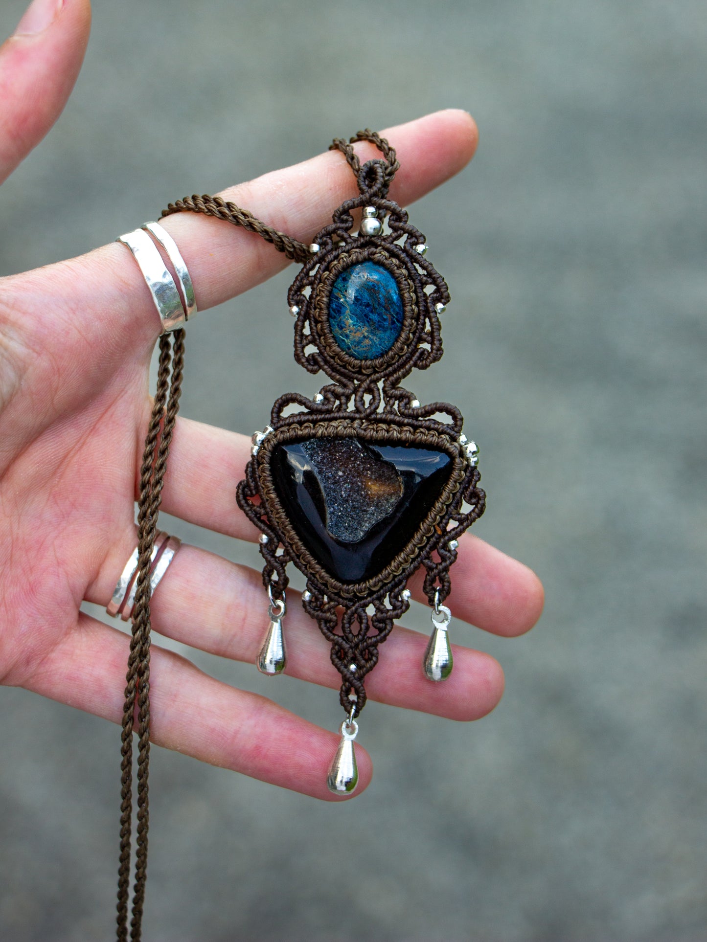Shattuckite & Druzy Onyx necklace