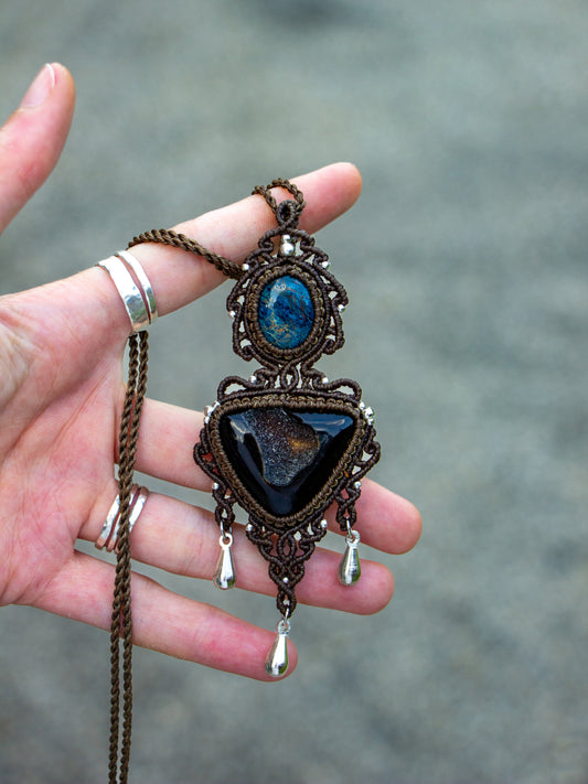 Shattuckite & Druzy Onyx necklace