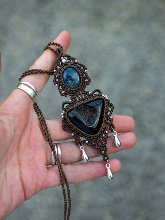 Shattuckite & Druzy Onyx necklace